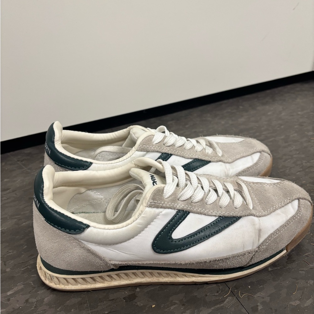 Tretorn White and Green Retro Sneakers